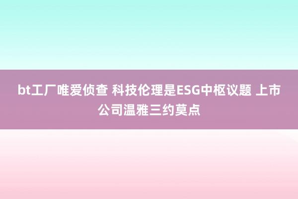 bt工厂唯爱侦查 科技伦理是ESG中枢议题 上市公司温雅三约莫点